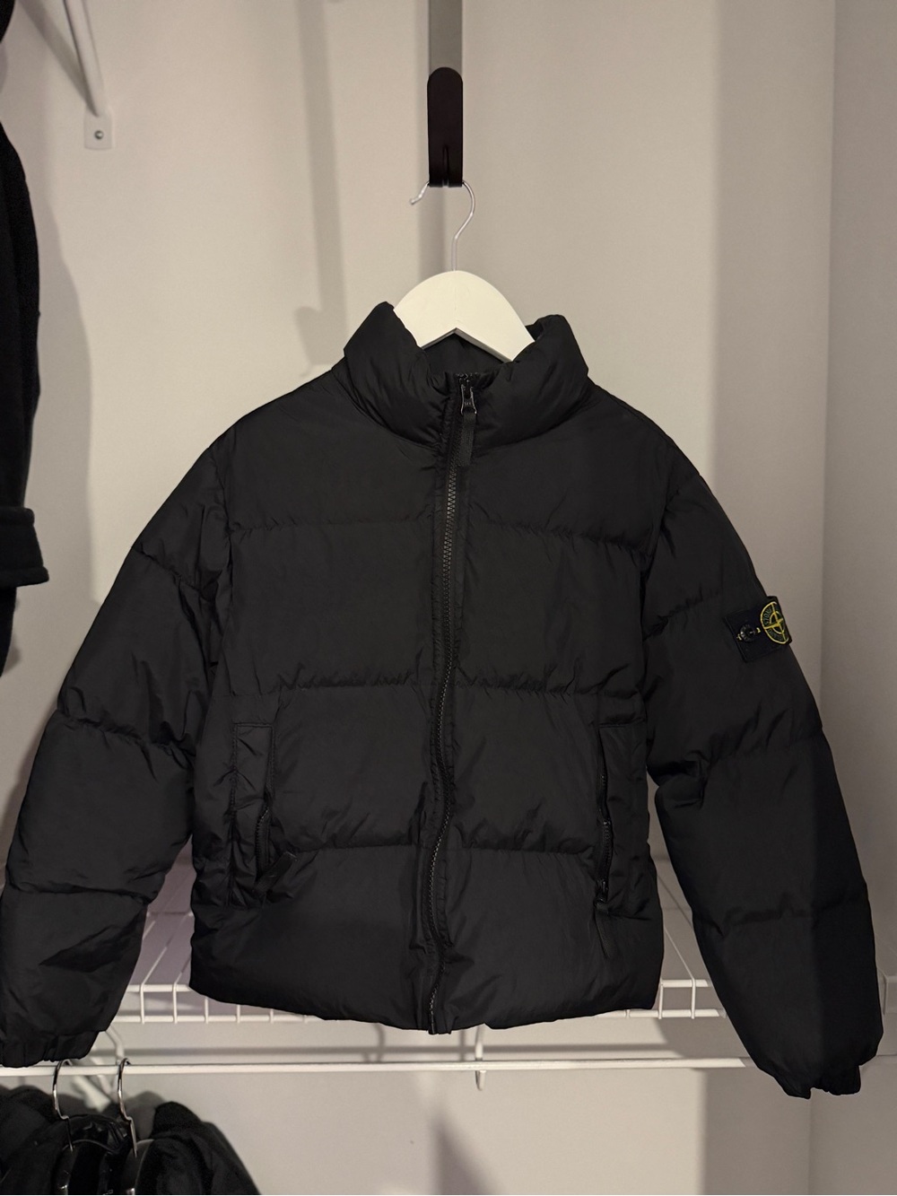Stone Island Kids Black Quilted Puffer Jacket